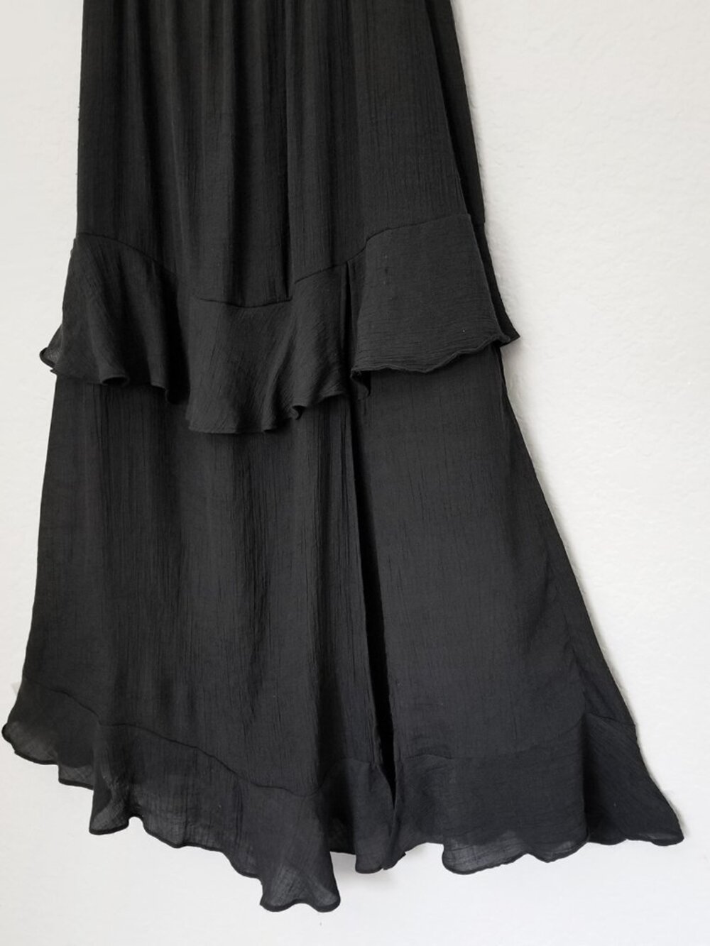 T By Talia Black Off Shoulder Ruffle Slits Long Maxi Dress M Gauze Summer Fairy - Picture 9 of 13